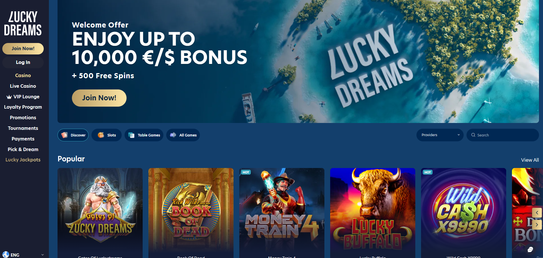 Lucky Dreams interface